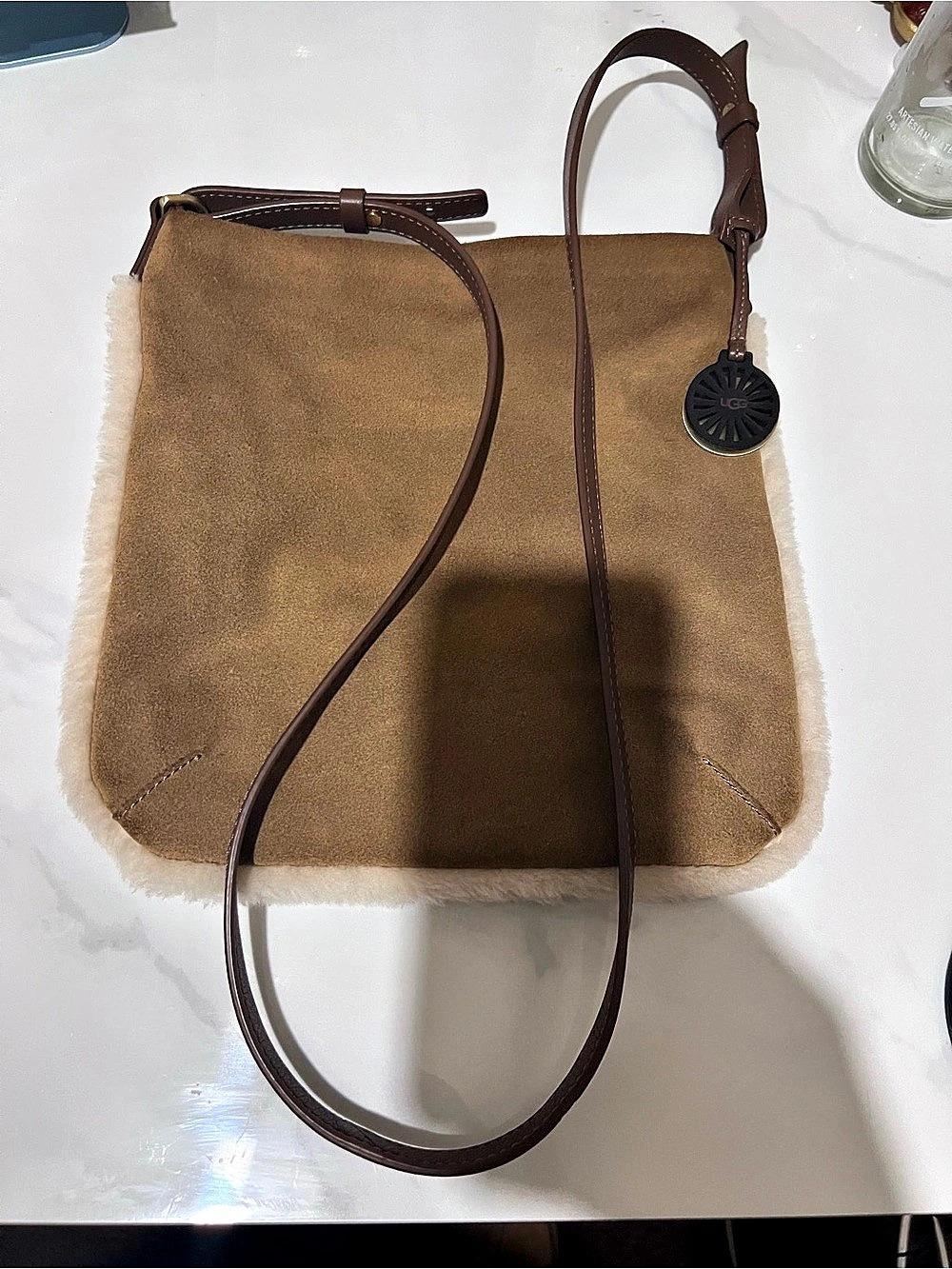 UGG Heritage Mini Crossbody Suede Bag Brown